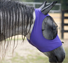 Charger l'image dans la galerie, Masque à mouches Lyrca Comfort Fit noir par Canadian Horsewear avec fermeture éclair/fly mask canadian horsewear with zipper