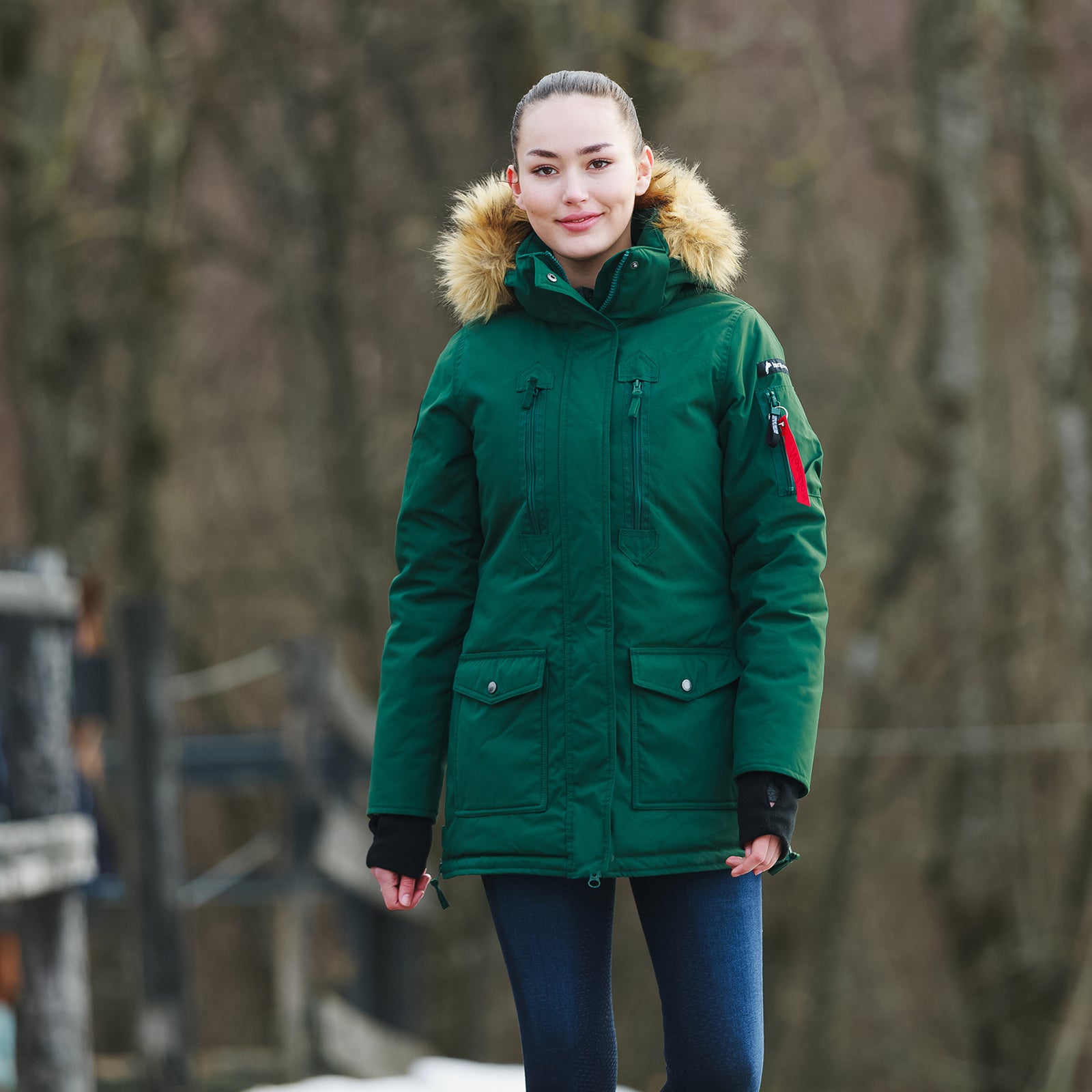Manteau de dressage OVATION ELEGANCE marron et or rose, taille femme 4R