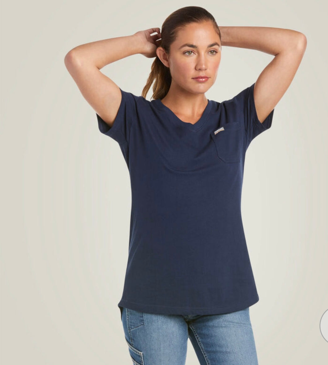 T shirt femme Rebar v neck woman top