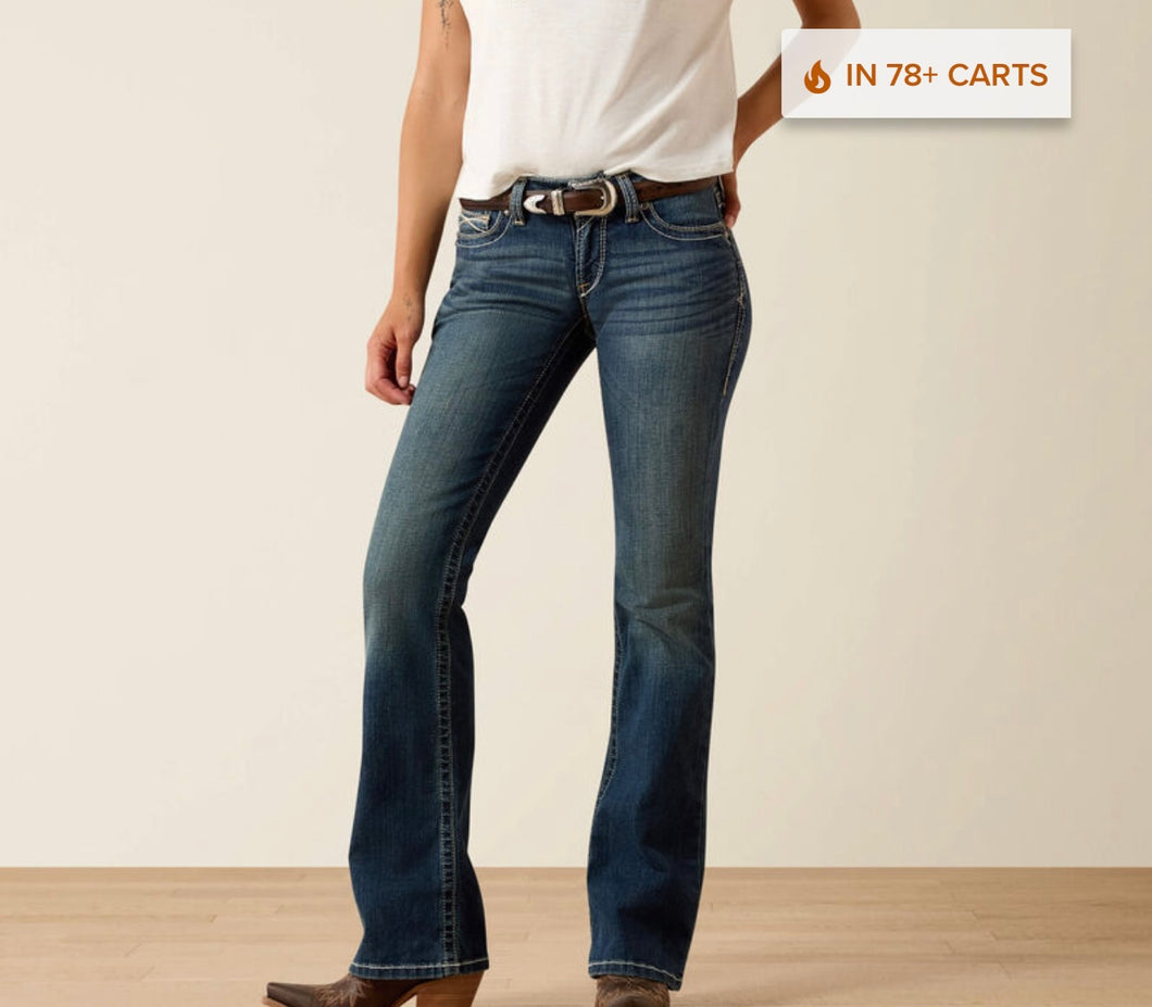 Jean taille mi-taille stretch Whipstitch boot Cut/ Mid Rise Stretch Whipstitch Boot Cut Jean R.E.AL