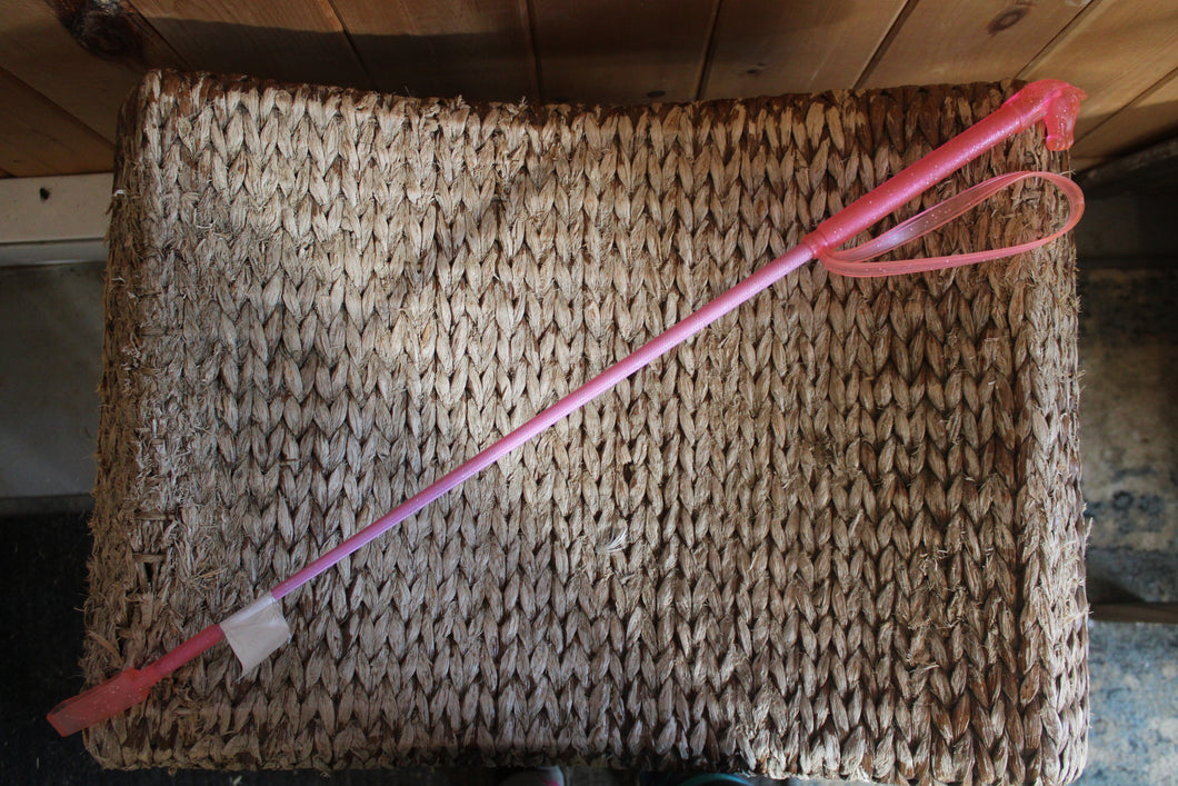 Cravache de saut rose fluo